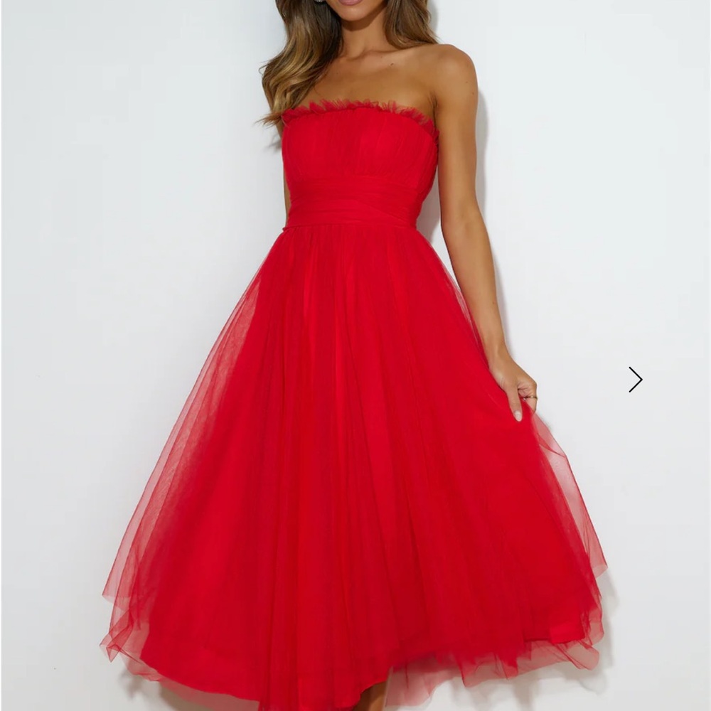 Hello Molly Strapless Scarlet Tulle Dress